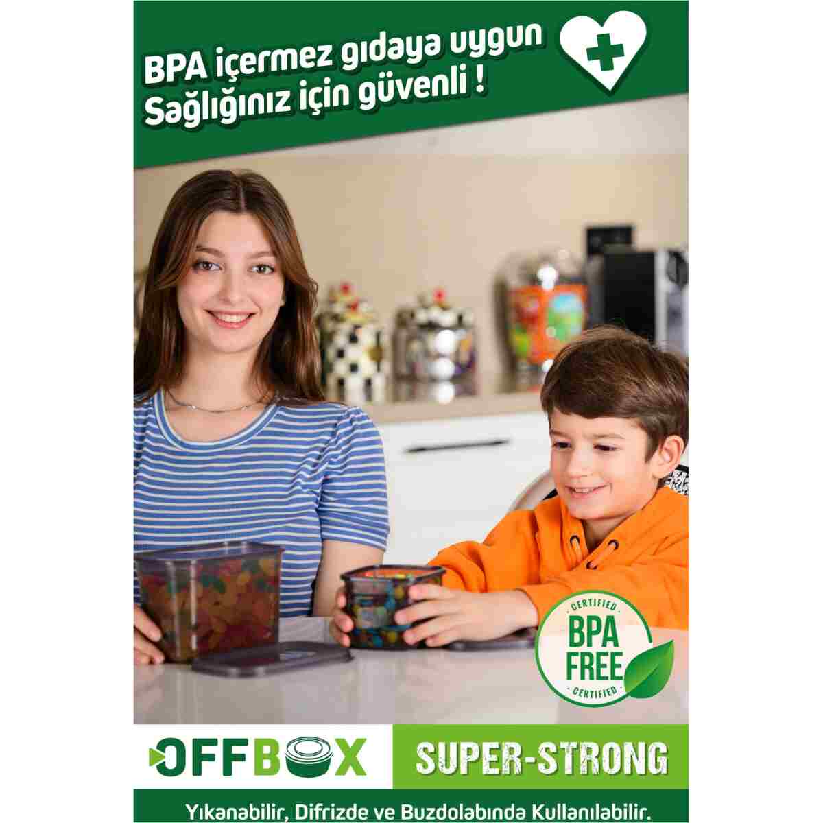OFFBOX 6 Adet 12 Parça 0,55 Litre Kare Erzak Saklama Kabı Baharatlık Seti 20 Etiket Hediyeli - Görsel 9