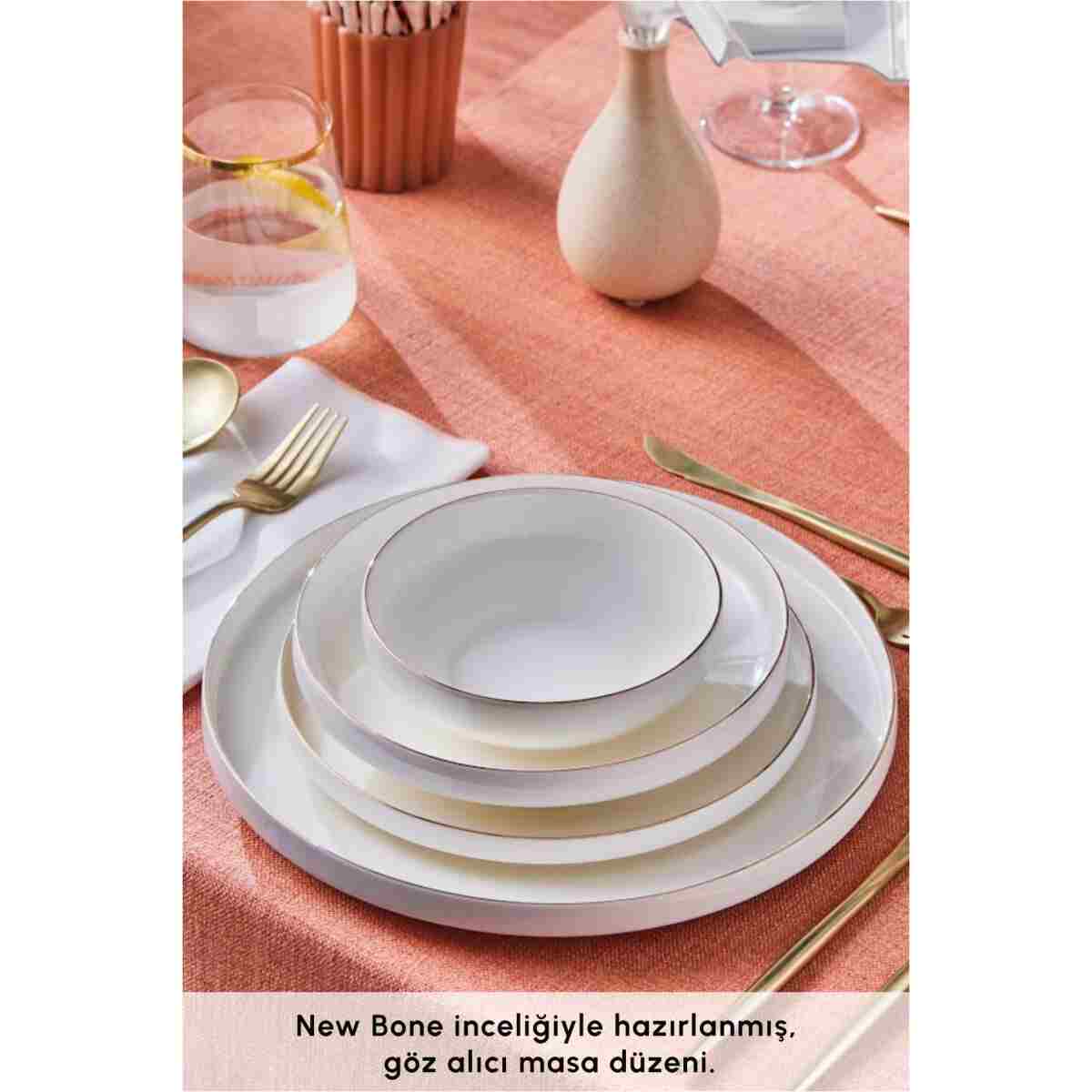 Karaca Stream Bone Satürn 24 Parça 6 Kişilik Yemek Takımı Gold - Görsel 4
