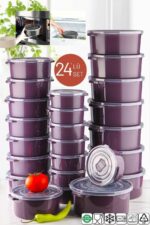 Nandy Home Mikrodalga Ve Difrizde Kullanılabilen Saklama Kabı Seti Yuvarlak 24'lü Mürdüm