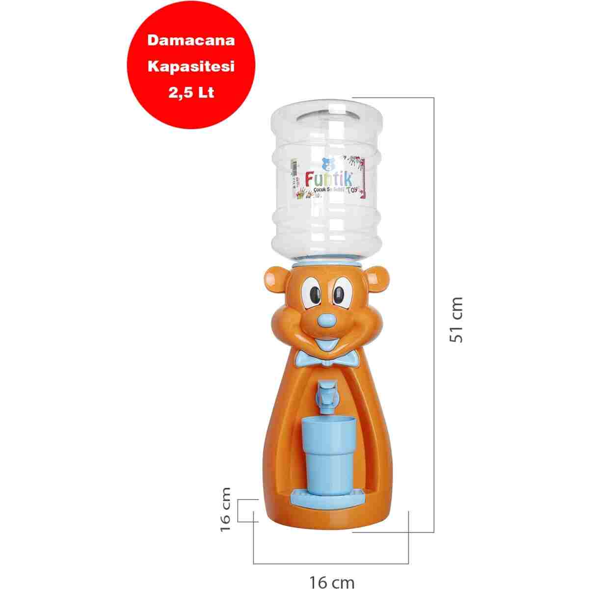 Funtik Toys Funtik Ayı Figürlü Damacanalı Çocuk Mini Su Sebili 2,5 L – Masaüstü Turuncu - Görsel 2
