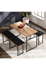 eportatif Masa Takımı Minderli Bench Bank Masa Seti 120x60 Masa Mutfak Masası Yemek Masası Çam 1554 - Görsel 9