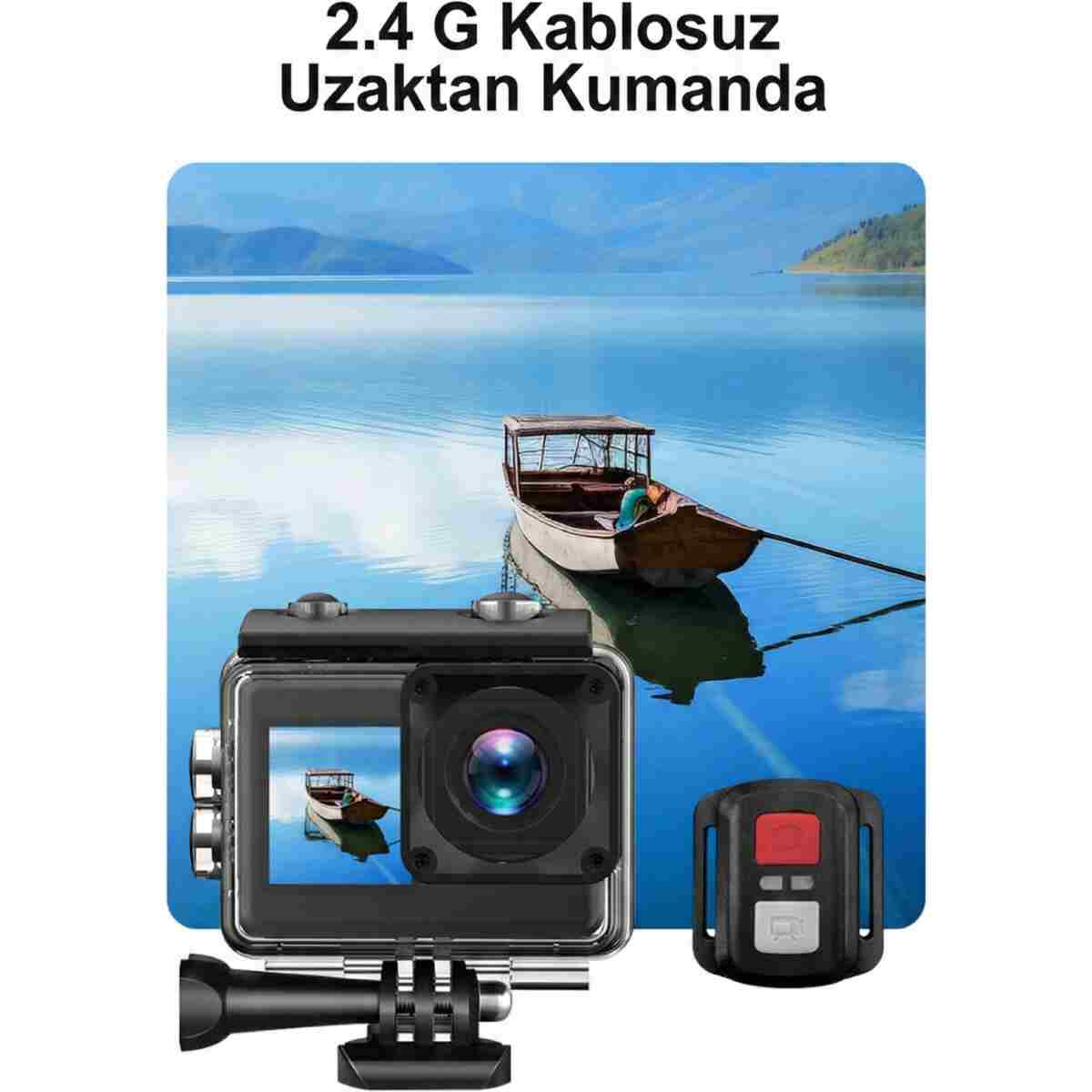 TARÇIN 4K Ultra HD WiFi Aksiyon Kamera | 20MP | 20 Parça Aksesuar | 170° Geniş Açı | Su Geçirmez Kılıf - Görsel 12