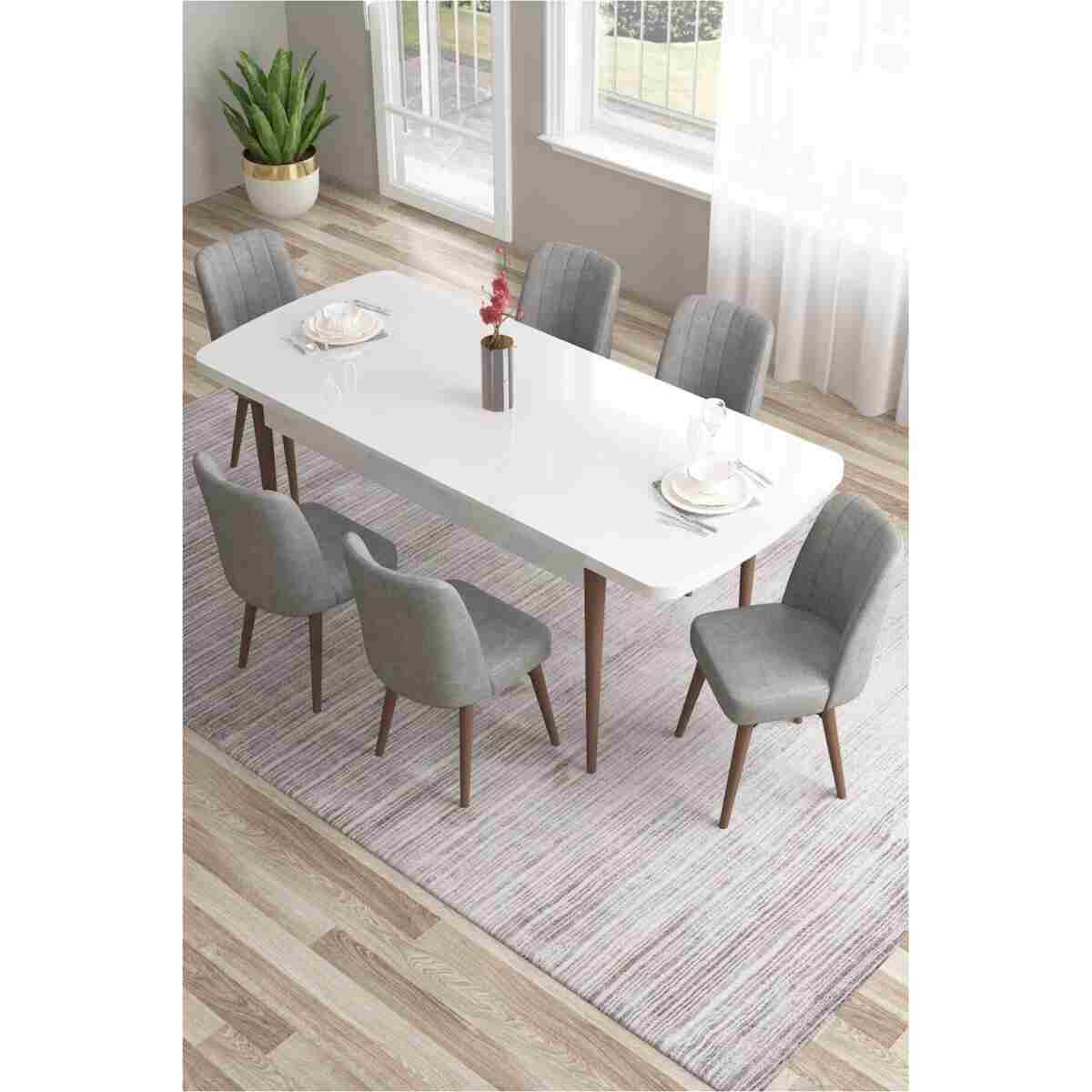MEDA CONCEPT 80x130(KAPALI) 80x170(AÇIK) Yemek Odası Takımı Mutfak Masası Takımı Yemek Masası 6 Kişilik - Görsel 6