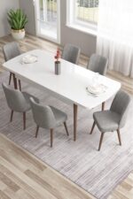 MEDA CONCEPT 80x130(KAPALI) 80x170(AÇIK) Yemek Odası Takımı Mutfak Masası Takımı Yemek Masası 6 Kişilik - Görsel 6