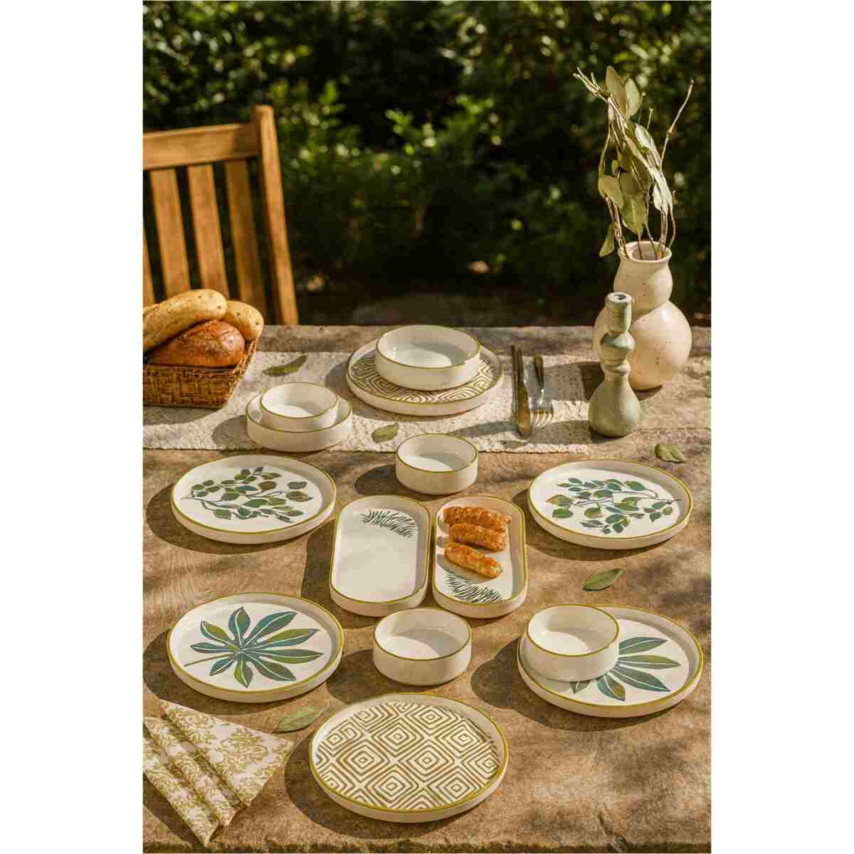 NESS HOME 14 Parça 6 Kişilik Stackable Güz Bahar Kahvaltı Takımı - Lüx Kahvaltılık Sunum Seti Tabağı - Görsel 11