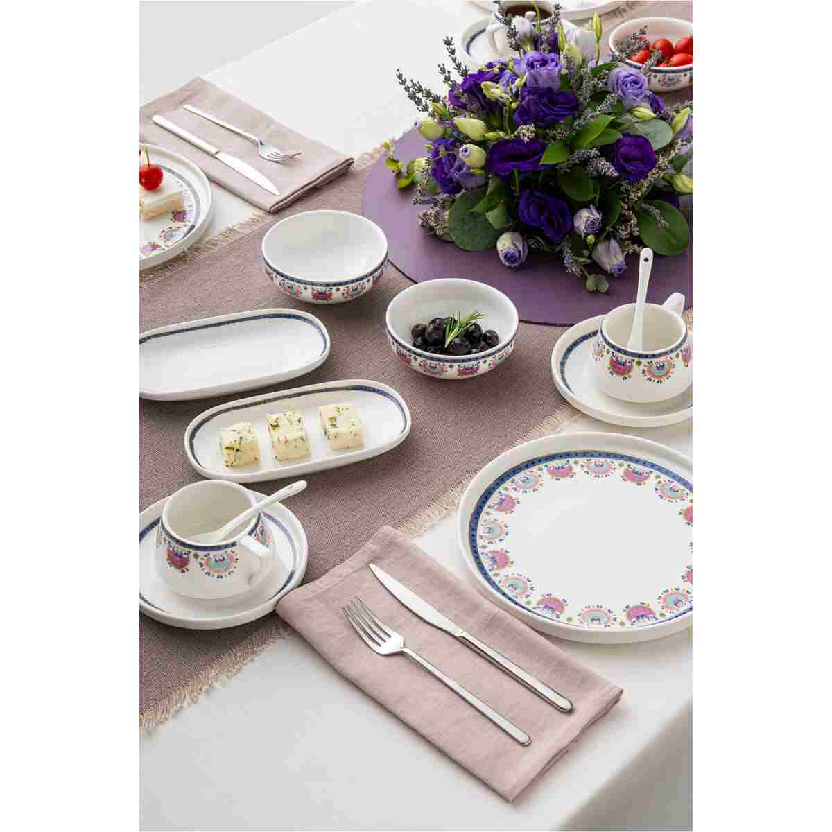 Emsan Ethnic Pink Porselen 32 Parça 6 Kişilik Kahvaltı / Servis Takımı - Görsel 20