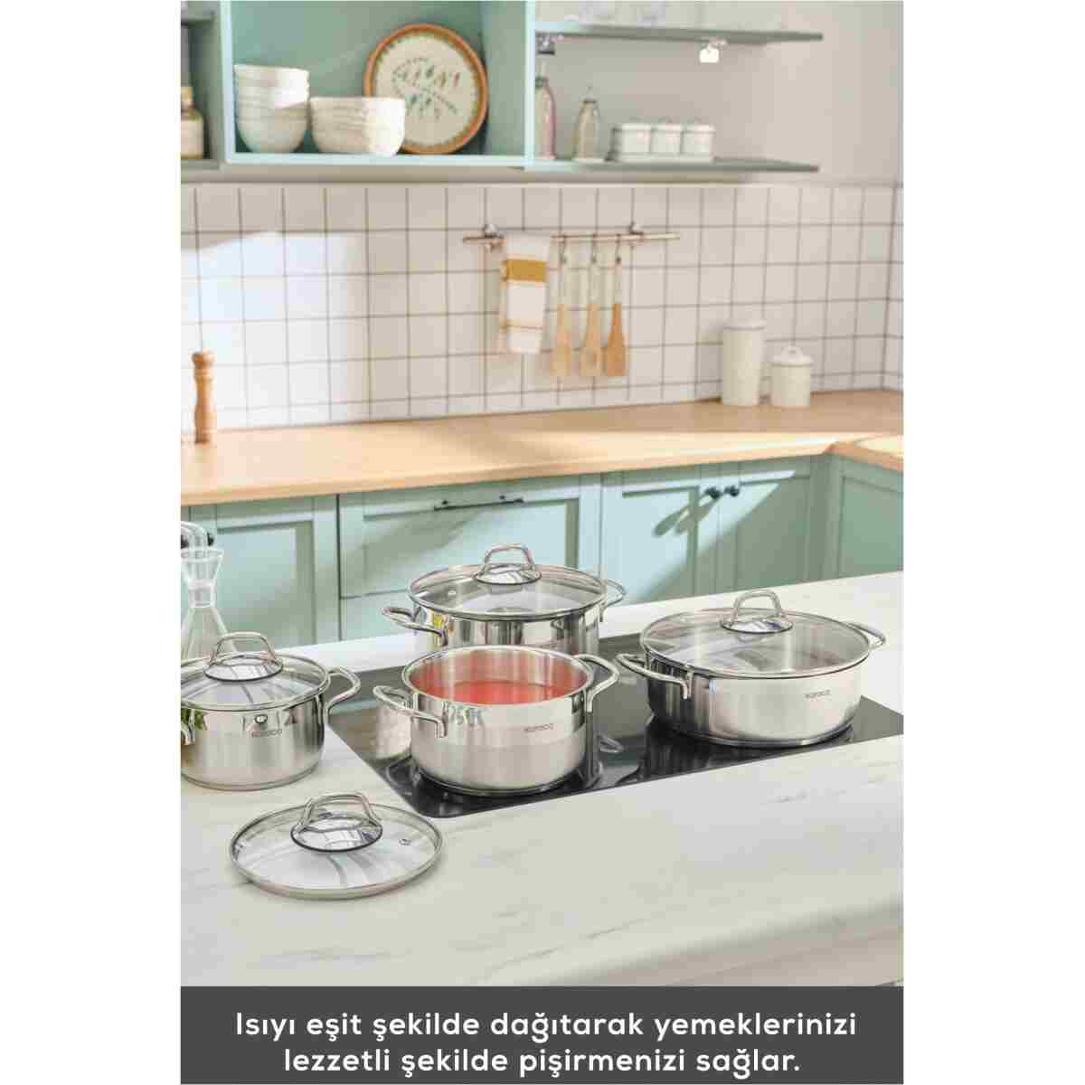 Karaca Belen İndüksiyon Tabanlı 8 Parça Çelik Tencere Seti - Görsel 5
