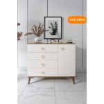 mapahomeliving Simple 4 Çekmeceli 1 Kapaklı Modern Şifonyer Ekru Ceviz