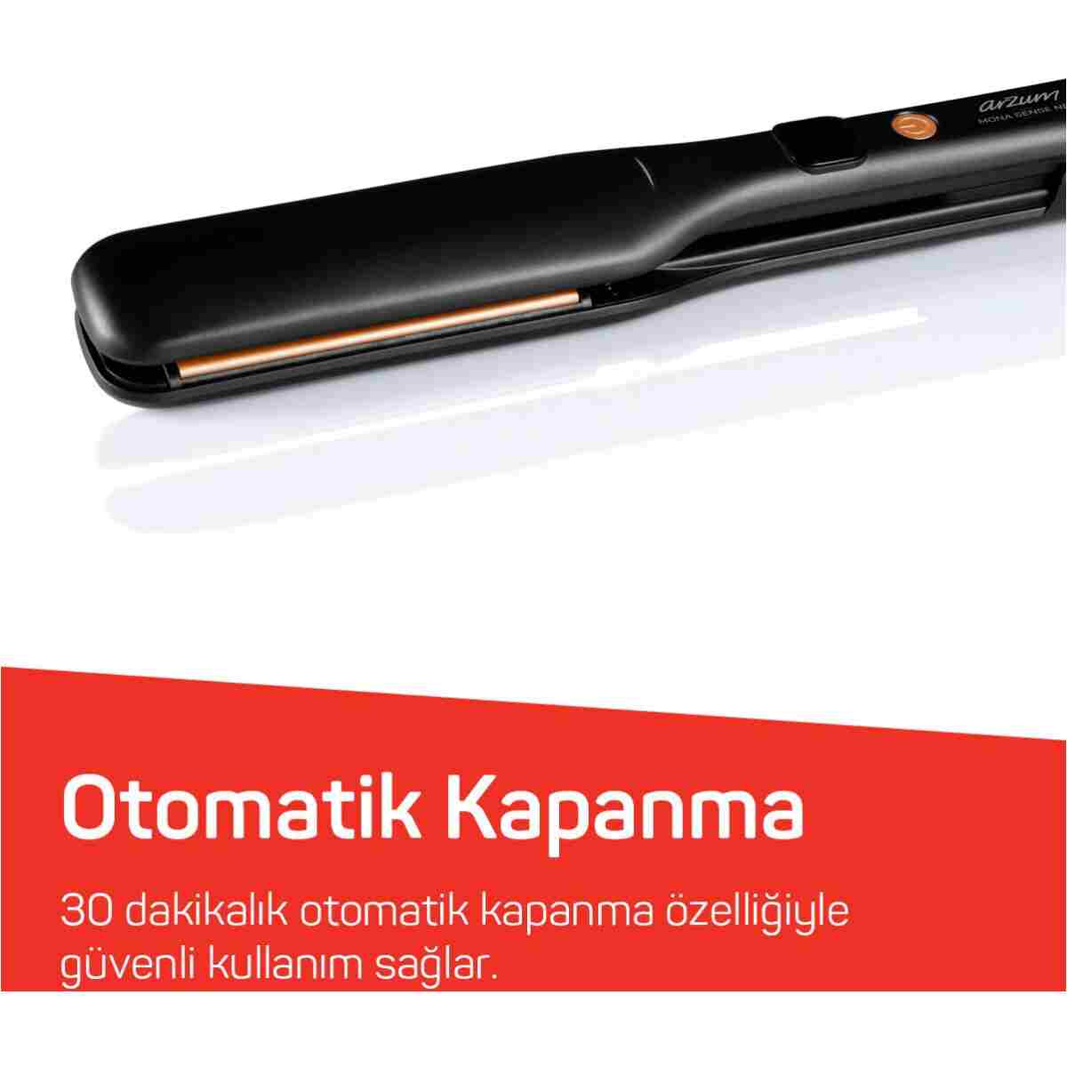 Arzum AR5192 Mona Sense Geniş Plakalı Saç Düzleştirici, Keratin, Argan Yağlı Plaka,İyon Teknolojisi,Siyah - Görsel 8
