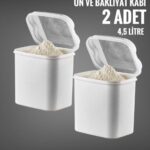 VİP AHMET 2 Li Un Ve Bakliyat Kabı 4,5 Litre Beyaz (MASAL SAKLAMA KABI BEYAZ)