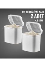 VİP AHMET 2 Li Un Ve Bakliyat Kabı 4,5 Litre Beyaz (MASAL SAKLAMA KABI BEYAZ)