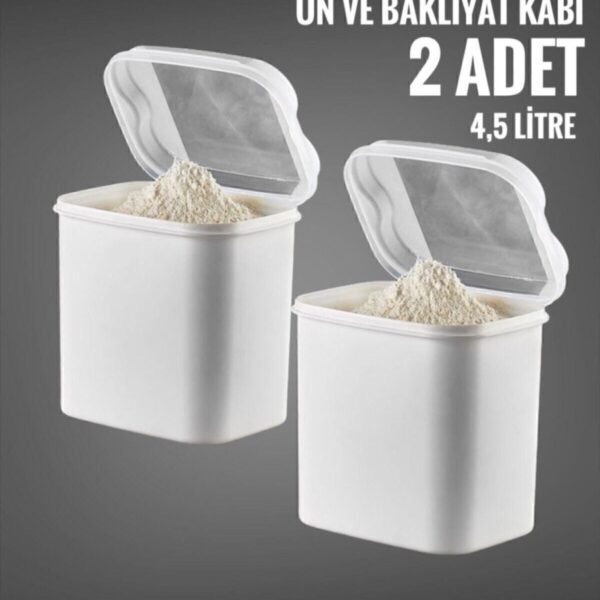 VİP AHMET 2 Li Un Ve Bakliyat Kabı 4,5 Litre Beyaz (MASAL SAKLAMA KABI BEYAZ)