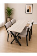 BAMBEDS MOBİLYA 60x120 Yemek Masası Mutfak Masası 4 Kişilik Masa Sandalye Takımı Elma Sandalye - Görsel 2