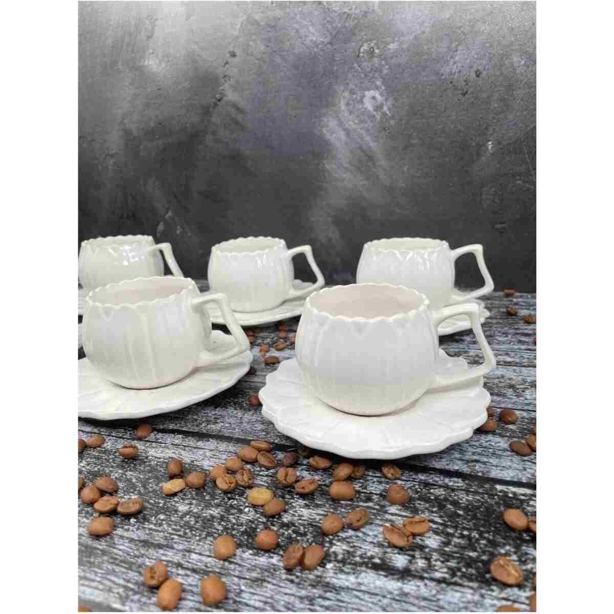 Akkoyunlu home 6 Kişilik Lüx Papatya Kahve Fincanı Takımı 12 Parça 90 ml - Görsel 4