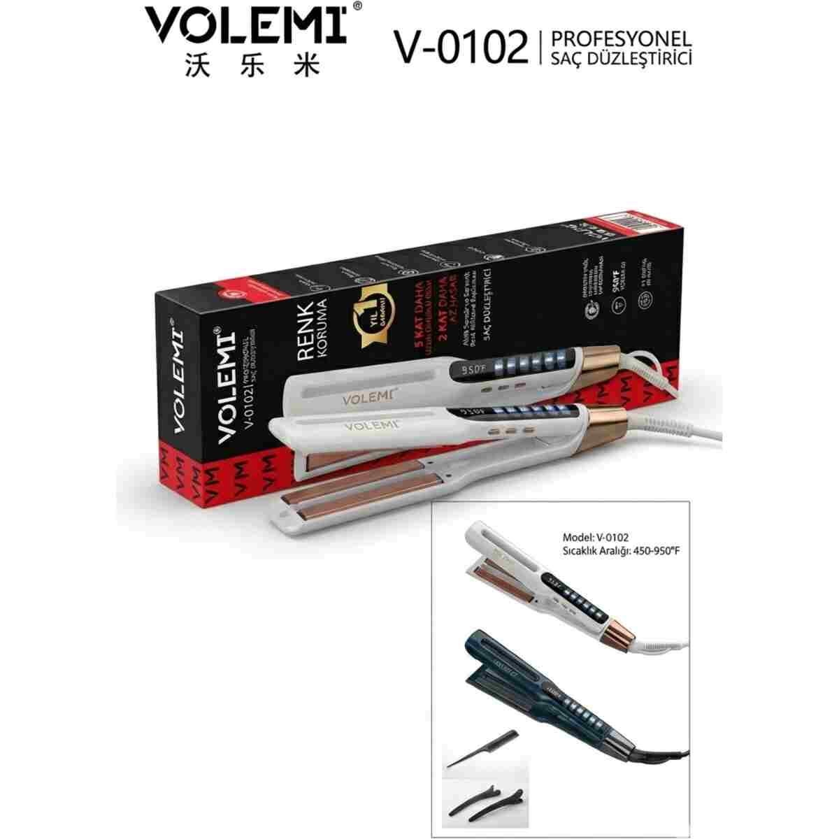 VOLEMİ V-0102 Profesyonel Seramik Çift Plaka Saç Düzleştirici 11 farklı ısı Ayarlı Renk Koruma Teknolojisi - Görsel 4