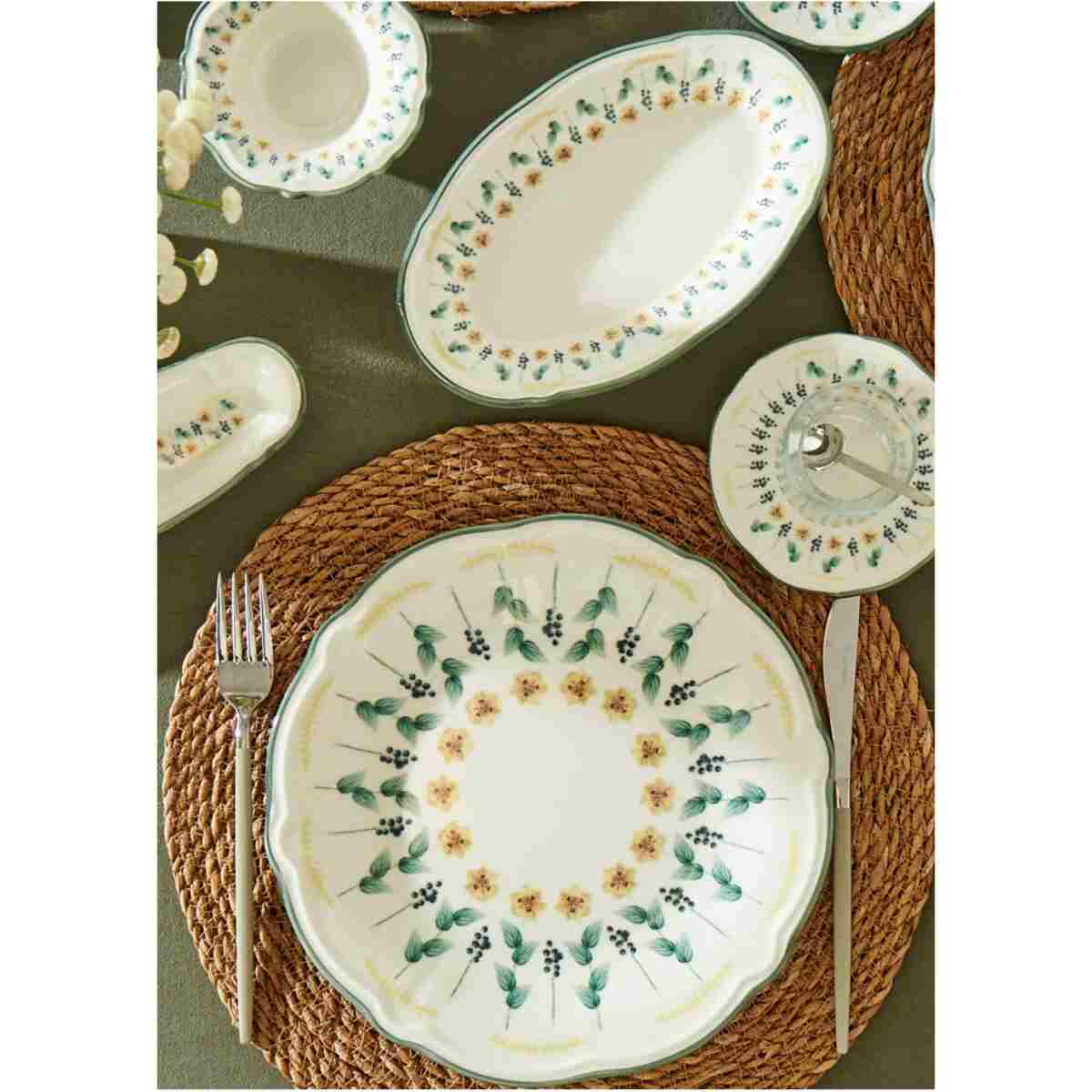 Bella Maison Adelina Stoneware 26 Parça 6 Kişilik Kahvaltı Takımı Yeşil - Görsel 11