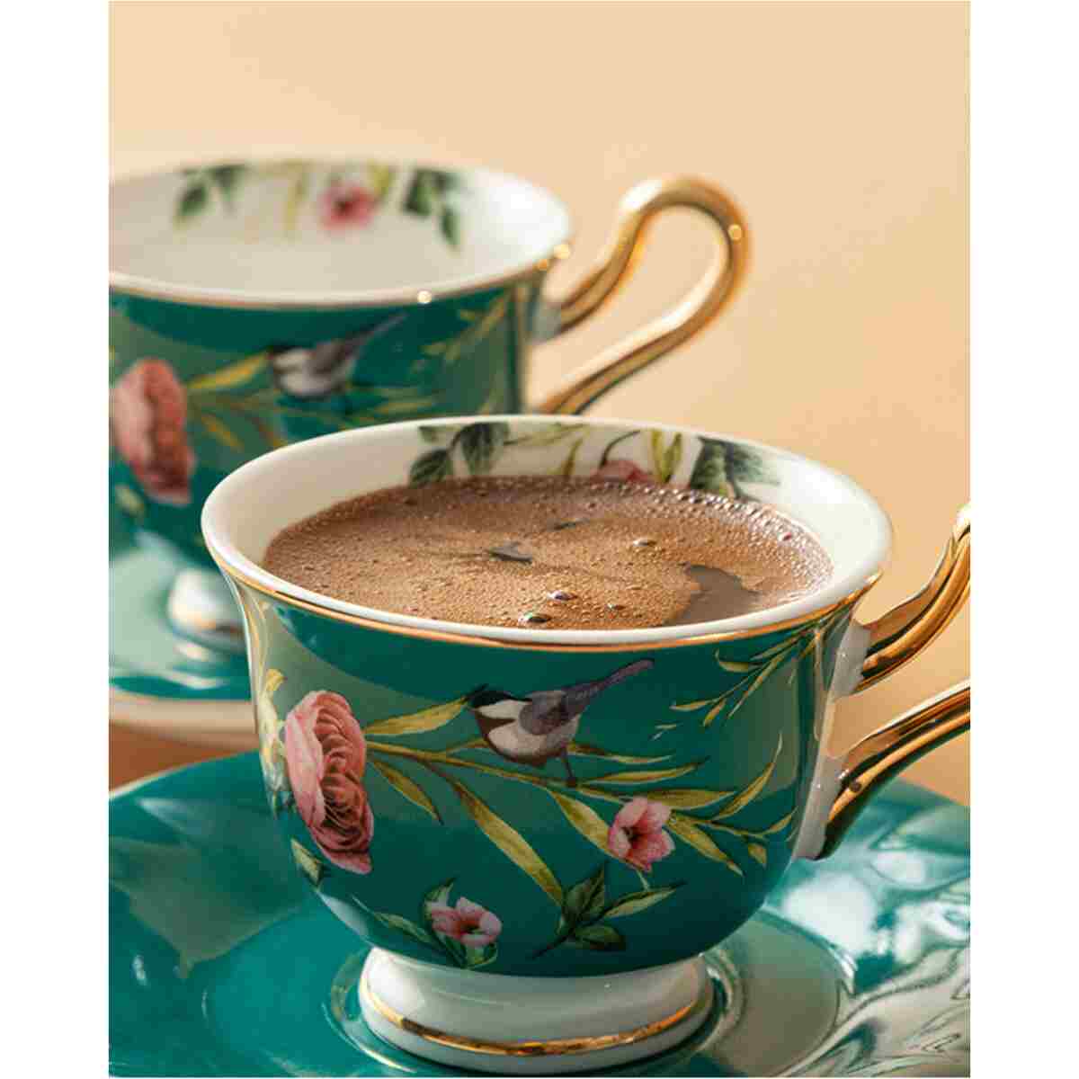English Home Vanilla New Bone China Kahve Fincan Takımı 4 Parça 2 Kişilik Turkuaz - Görsel 3