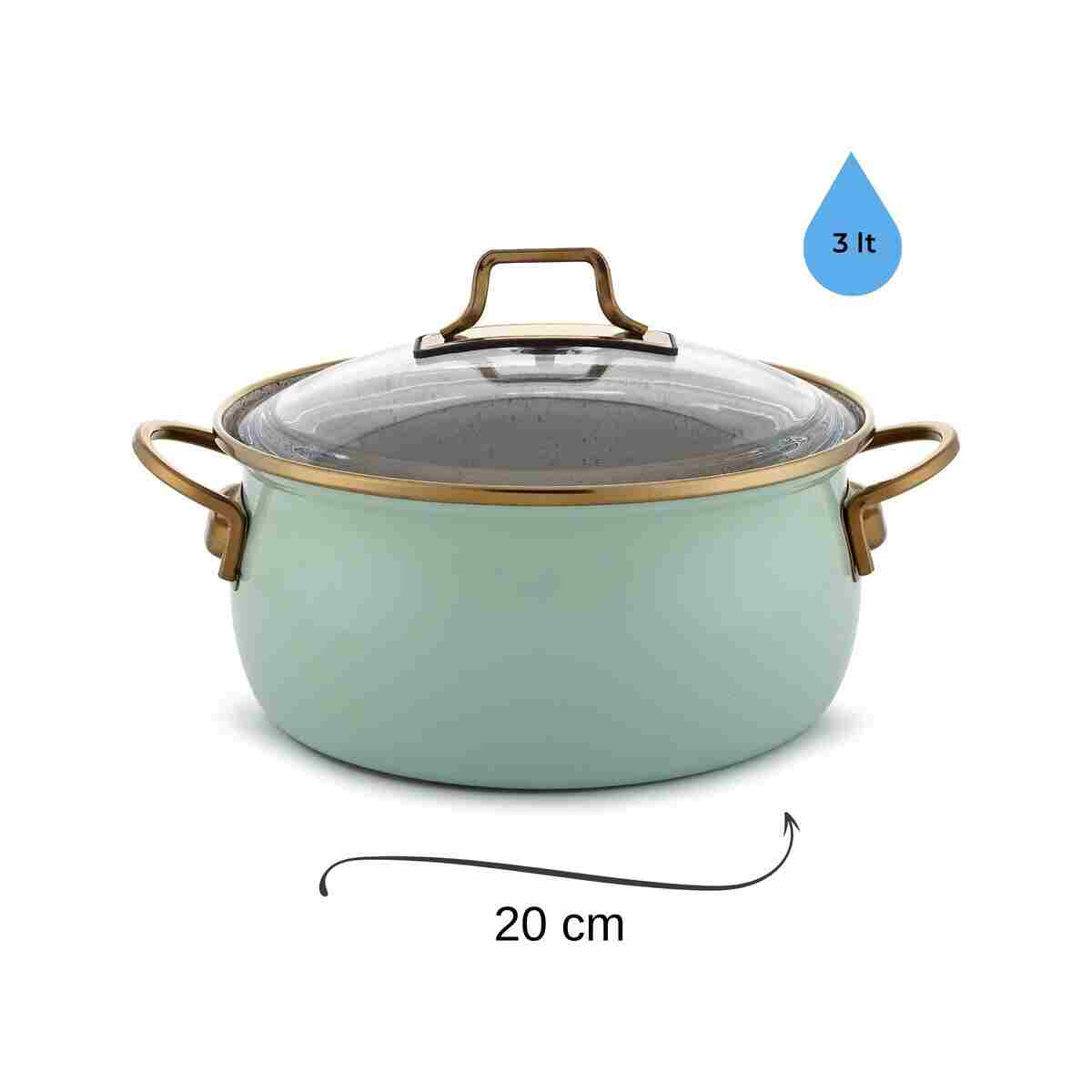 Bonera Emaye Vintage Güveç 6 Parça Tencere Seti 16-20-22 cm - Gri - Granit İç Kaplama - Görsel 11
