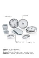 Kitchen Life 14 Parça 6 Kişilik Cold Flowers Kahvaltı Takımı-Lüx Kahvaltılık Sunum Seti Tabağı - Görsel 10