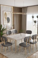 UZMHOME Viva Yemek Odası Takımı Mutfak Masa Takımı Salon Takımı - Görsel 5