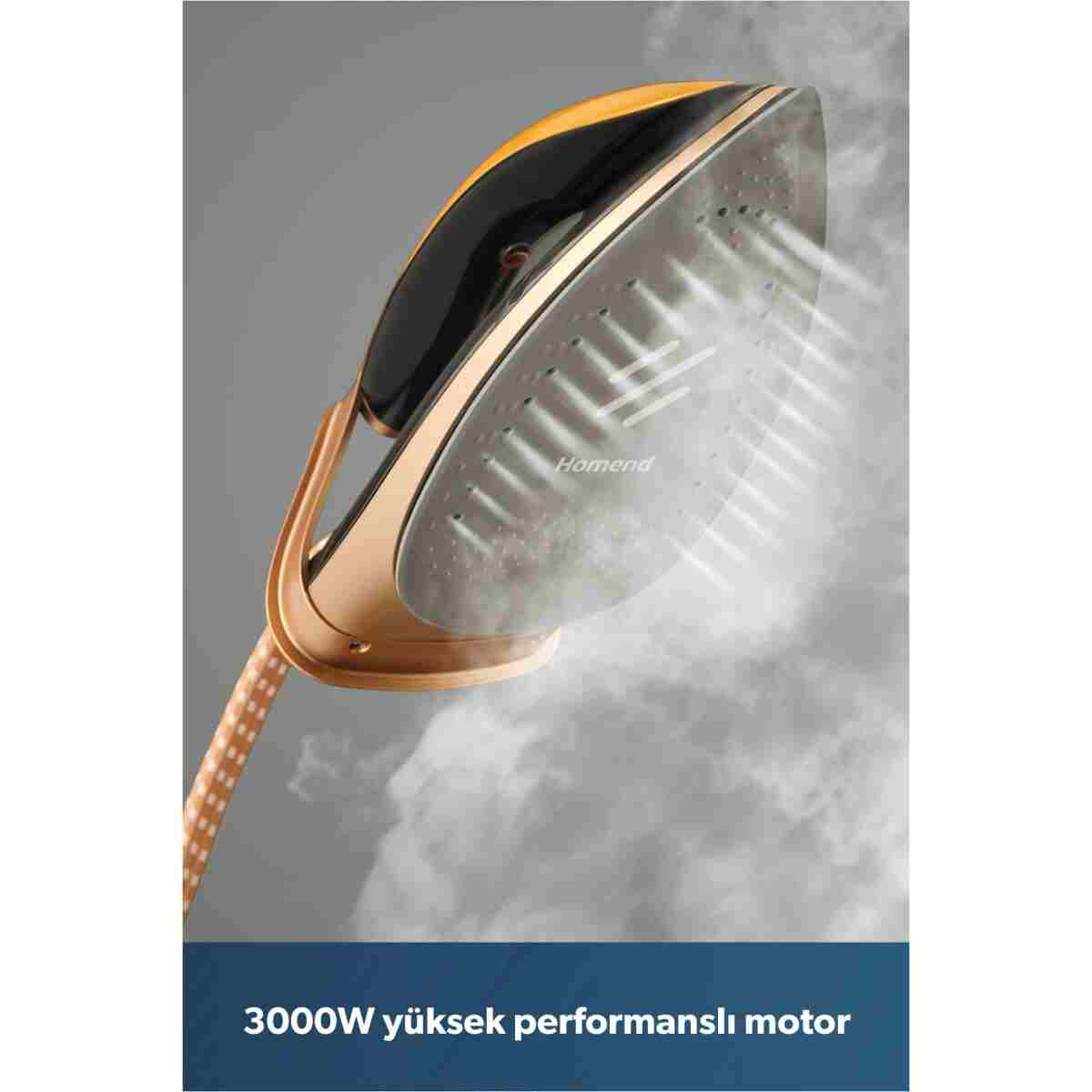 HOMEND Jetsteam 1175H Otomatik Kumaş Tanımalı 8 Bar Buhar Kazanlı Ütü Siyah Gold - Görsel 21
