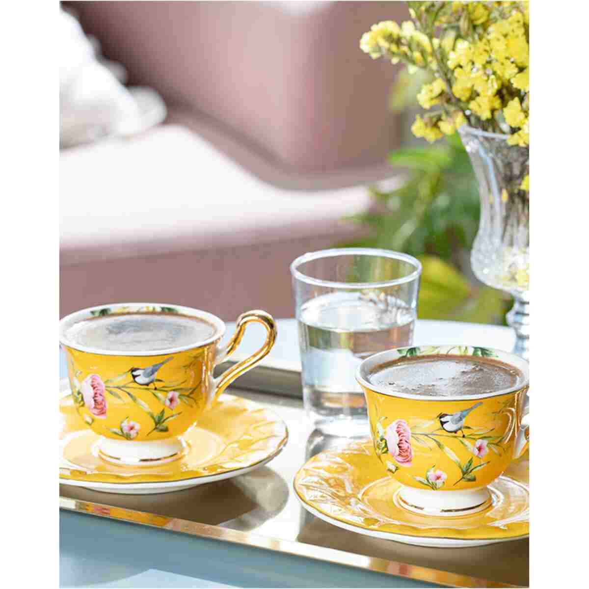 English Home Vanilla New Bone China 4 Parça 2 Kişilik Kahve Fincan Takımı Sarı - Görsel 2