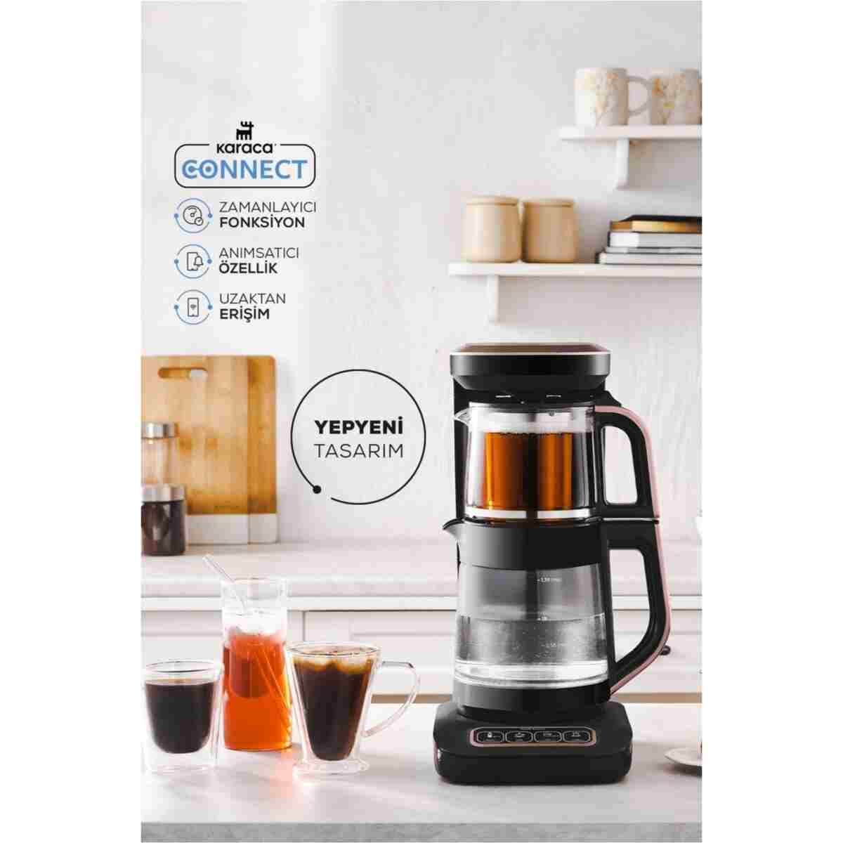 Karaca Çaysever Robotea Pro Connect 4 in 1 Konuşan Cam Çay Makinesi Rosegold - Görsel 4