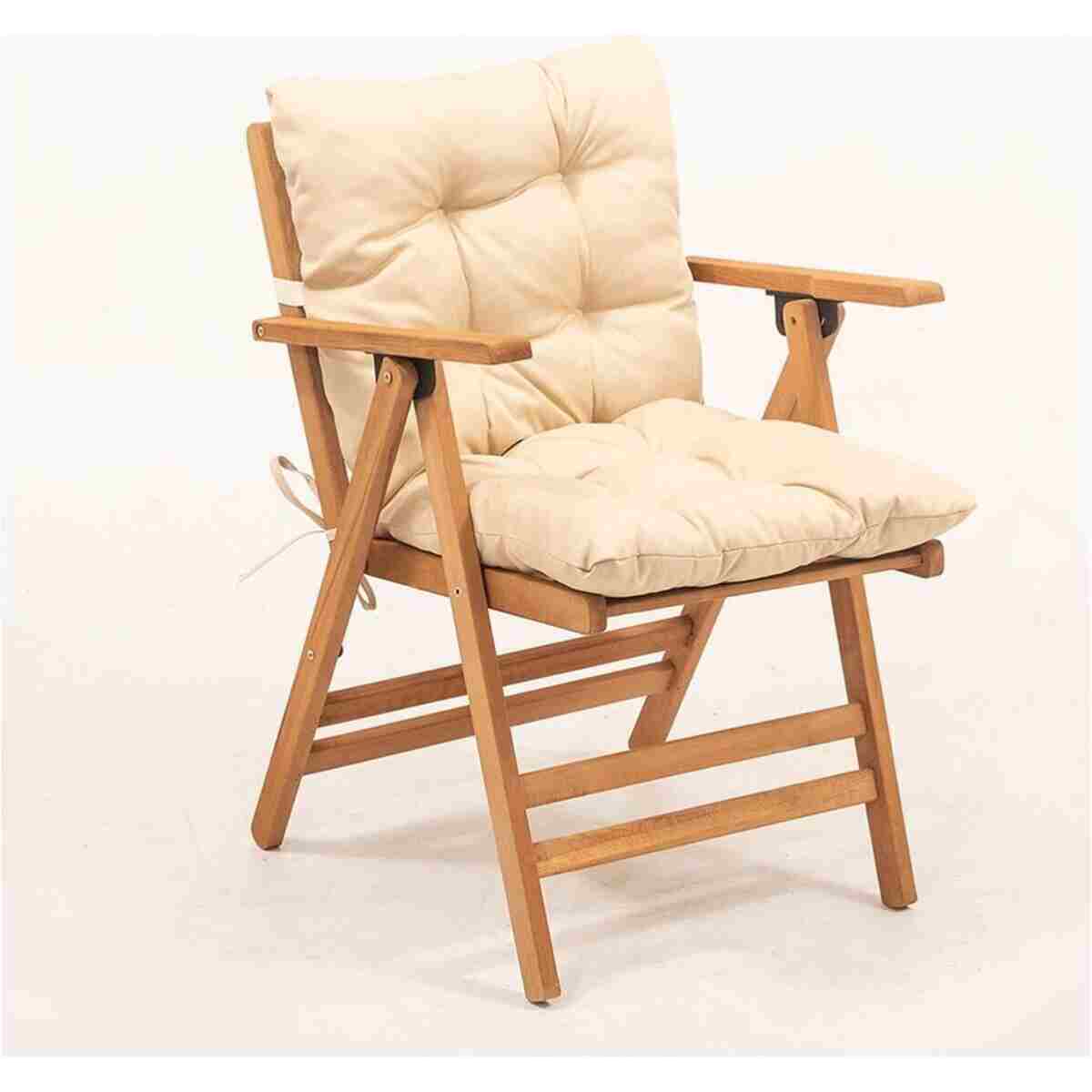 Meya Dekor Minderli Loretta Masa Sandalye Seti 2+1 Ahşap Bahçe Balkon Teras Katlanır Set 60x80 Masa - Görsel 3