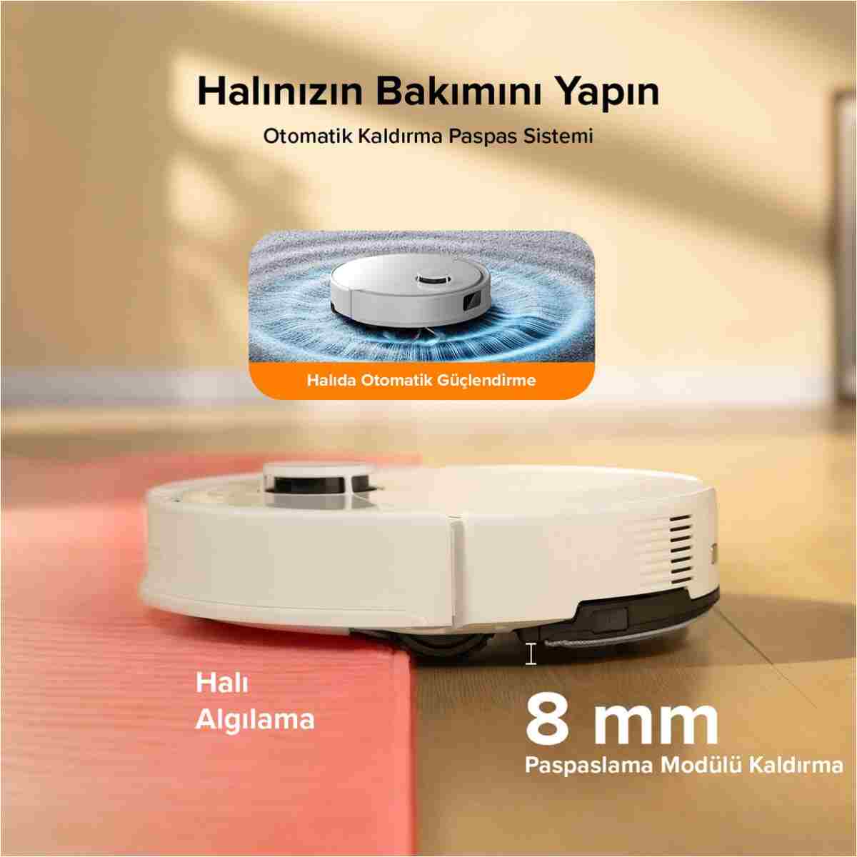 Roborock Q8 Max Pro Plus Akıllı Robot Süpürge Beyaz - Görsel 14