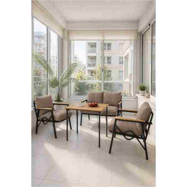 DORUK HOME Model, Balkon, Bahçe, Cafe, Metal Koltuk Takımı, Bahçe Takımı , Çay Seti, 2 1 1 kapuçino masa