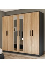 Metalia Gm 087 Favorite 6 Kapılı Aynasız Sonomo - Antrasit Gri Siyah Kulplu Gardırop - Görsel 7