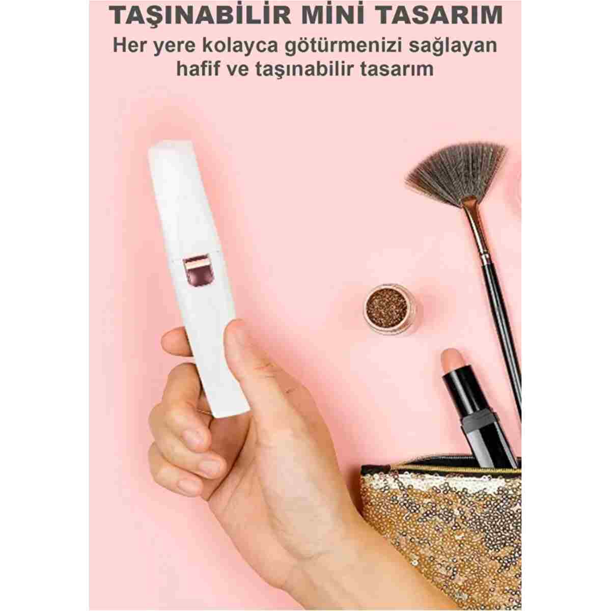Canderel Şarjlı 2 Başlıklı Yüz Kaş Kıl Bıyık Tüy Alma Aleti Usb Epilatör Işıklı Pratik Epilasyon Cihazı - Görsel 8