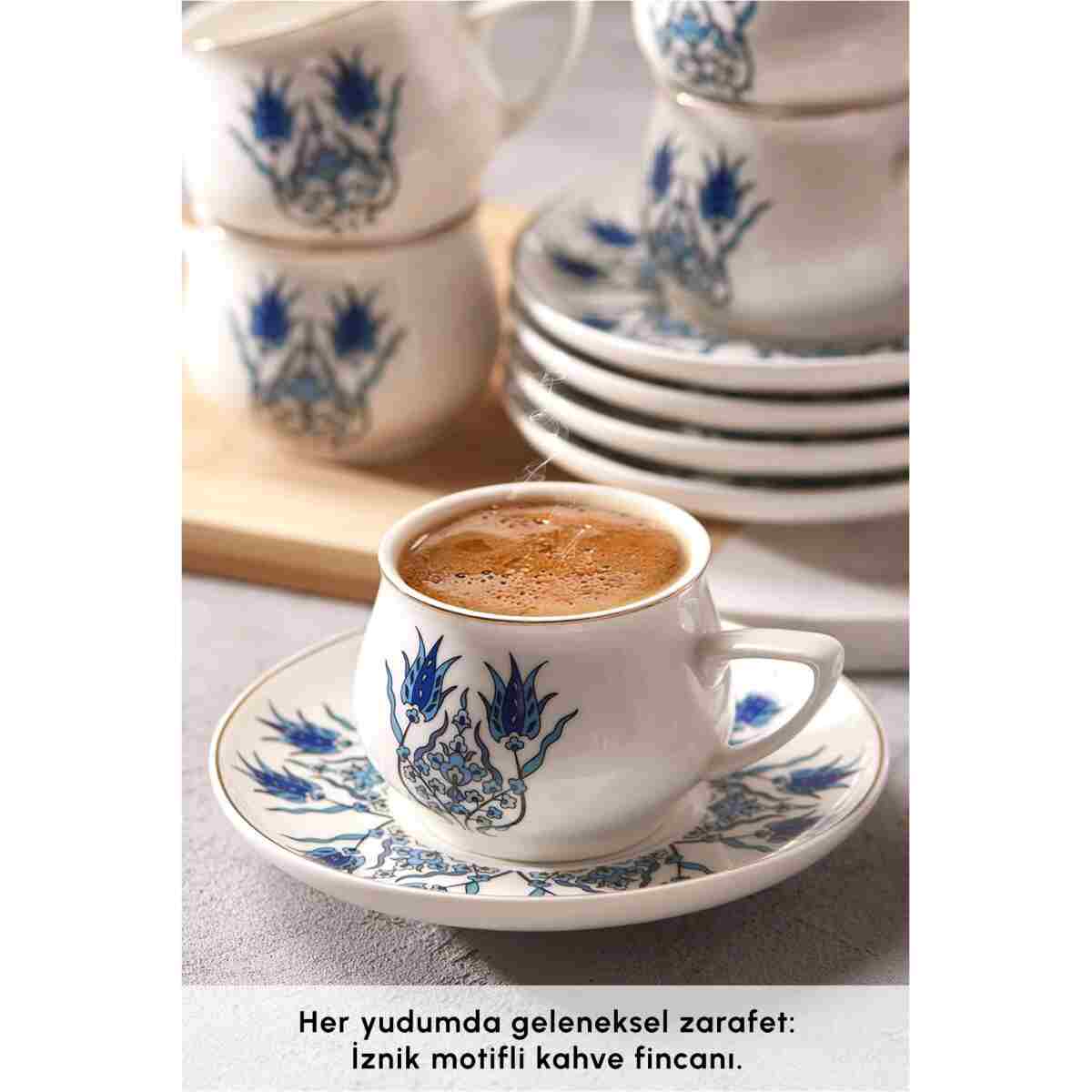 Karaca İznik Yeni Form 6 Kişilik Kahve Fincanı Takımı 100 ml - Görsel 7