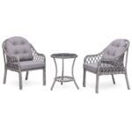 GRASS GARDEN Defne Rattan 1+1 Masa Bahçe Balkon Mobilyası Alüminyum Üzeri Örgü Rattan