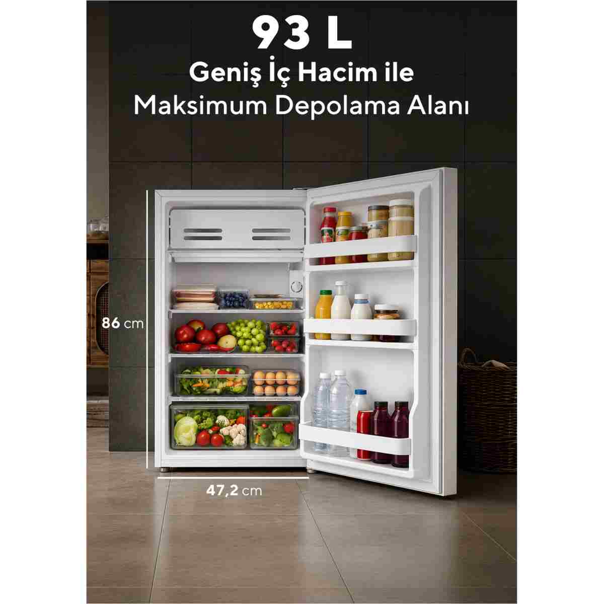 KUMTEL 93 L Beyaz Büro Tipi Mini Buzdolabı HMB-110 - Görsel 3