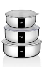 Taç TrioBox Çelik Saklama Kabı Seti (16-18-20 Cm) 6 Parça - Görsel 5