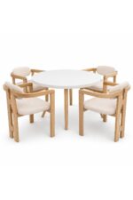 weltwood 4 Kişilik Butterfly Yemek Masası ve 4 İskandinav Sandalye | 103 cm Çap MDF Masa Tablası | %100 Ham Kayın Ağacından Malzeme - Görsel 7