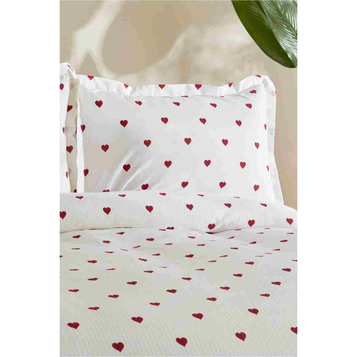 Karaca Home Amour %100 Pamuk Çift Kişilik Pike Takımı Kırmızı PP - Görsel 5