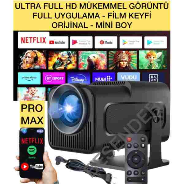 Besenders HY320 MİNİ PROMAX YeniVersiyon Taşınabilir Projeksiyon Android Wifi BT AkıllıSinemaProjektör