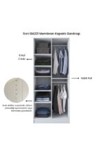 Rani Mobilya Rani BA221 Membran Kapaklı Gardırop 6 Raflı 2 Kapaklı 2 Askılı Elbise Dolabı Beyaz - Görsel 5