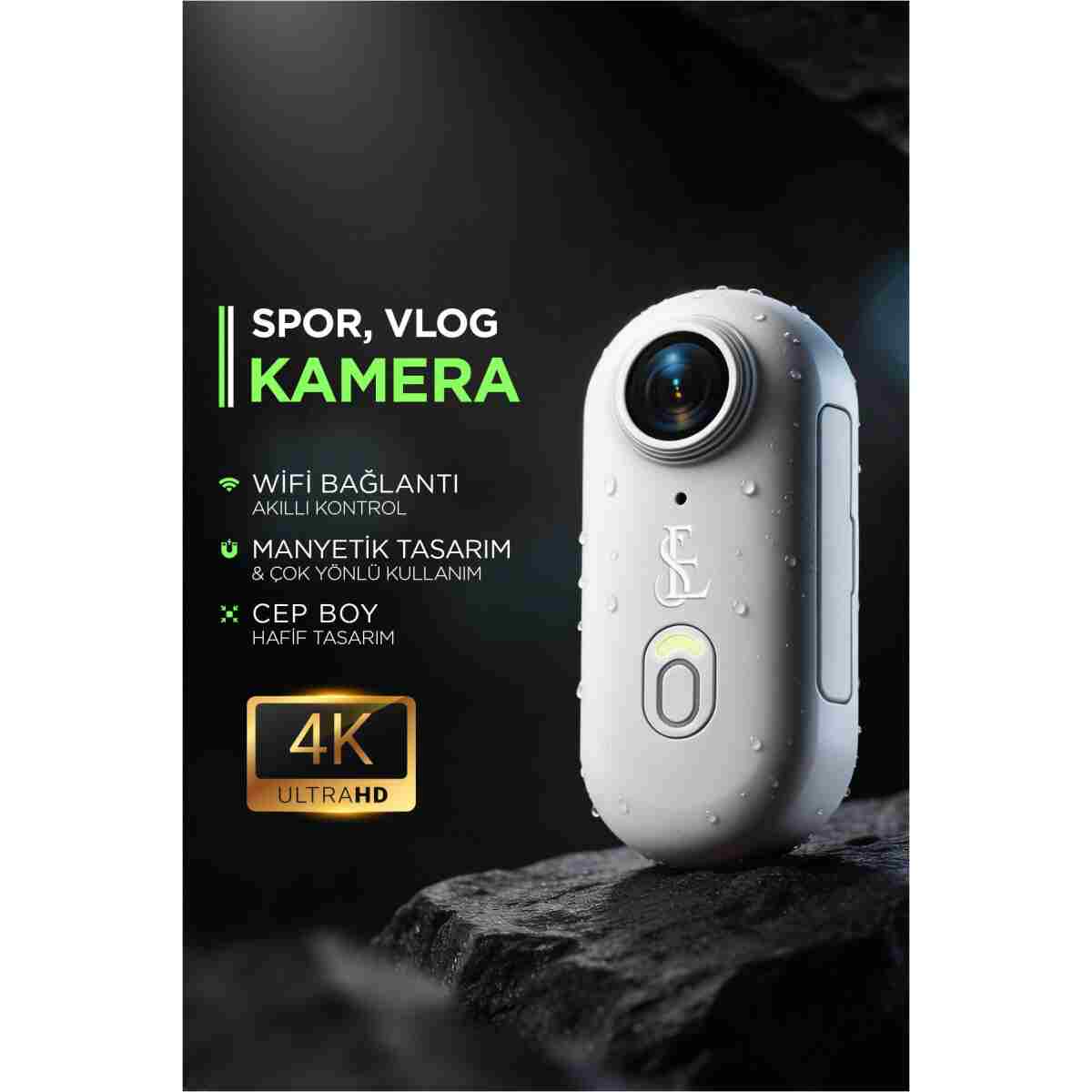 EN SİGA WiFi Spor Kamera 4K Manyetik Mini Aksiyon Kamera Ultra HD H.265 Taşınabilir Vlog Kamera - Görsel 2