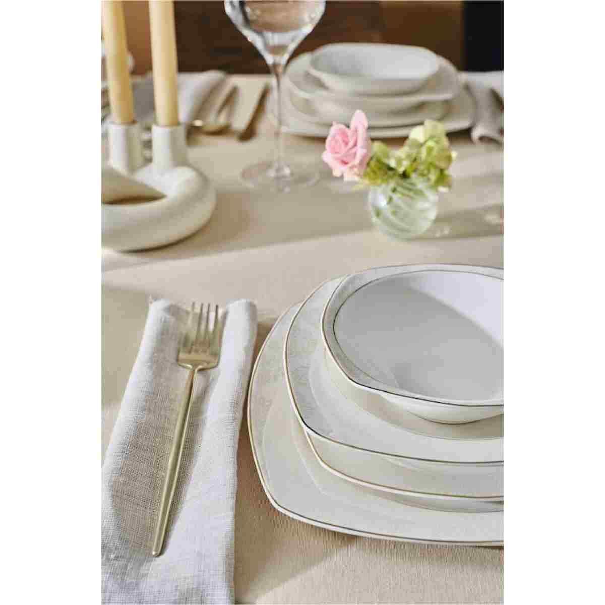 Karaca Square Bone Serena 24 Parça 6 Kişilik Porselen Yemek Takımı - Görsel 4
