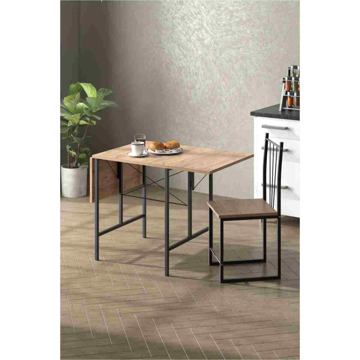 Retodesign RETODESİGN YILDIZ KATLANIR MUTFAK MASASI 2 SANDALYELİ TAKIM 1626 - Görsel 2