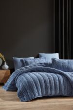 Elart Velvet Comfort Set Uyku Seti Çift Kişilik Kadife 6 parça (230x220cm) Lacivert - Görsel 3