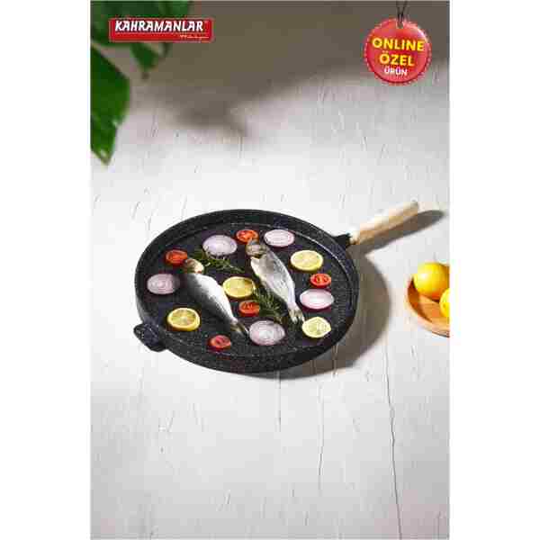 Kahramanlar 36 Cm Çok Amaçlı Çift Taraflı Döküm Tava