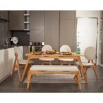 Genel Markalar Vowturkey Touch Iskandinav 4 Sandalye 1 Bench Gürgen Iskelet Mutfak&salon Masa Takımı 80x160