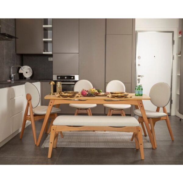 Genel Markalar Vowturkey Touch Iskandinav 4 Sandalye 1 Bench Gürgen Iskelet Mutfak&salon Masa Takımı 80x160