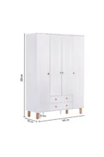 Kilim Mobilya Bohera Bohem Dört Kapaklı Dolap (MDF kapaklı, yüksek ayaklı, iki çekmeceli , 200cm yükseklikte) - Görsel 7