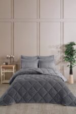 Otelonia Striped Jakarlı Wellsoft Çift Kişilik Uyku Seti Lastikli Çarşaflı 4 Parça - Görsel 7