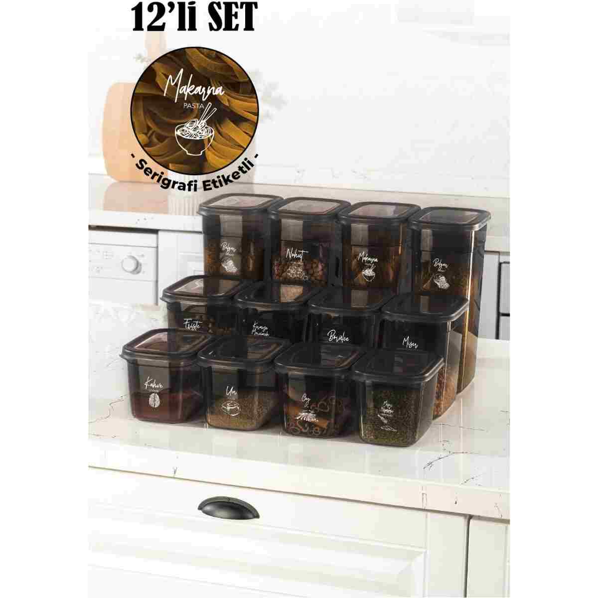 Vienev Beyaz Serigrafi Etiketli 12li Set Peggy Şeffaf Kapaklı Uzun Dikdörtgen Saklama Kabı 2 Litre - Görsel 9